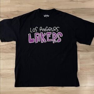 Black Los Angeles Lakers T-Shirt Heavyweight Cotton Size XL